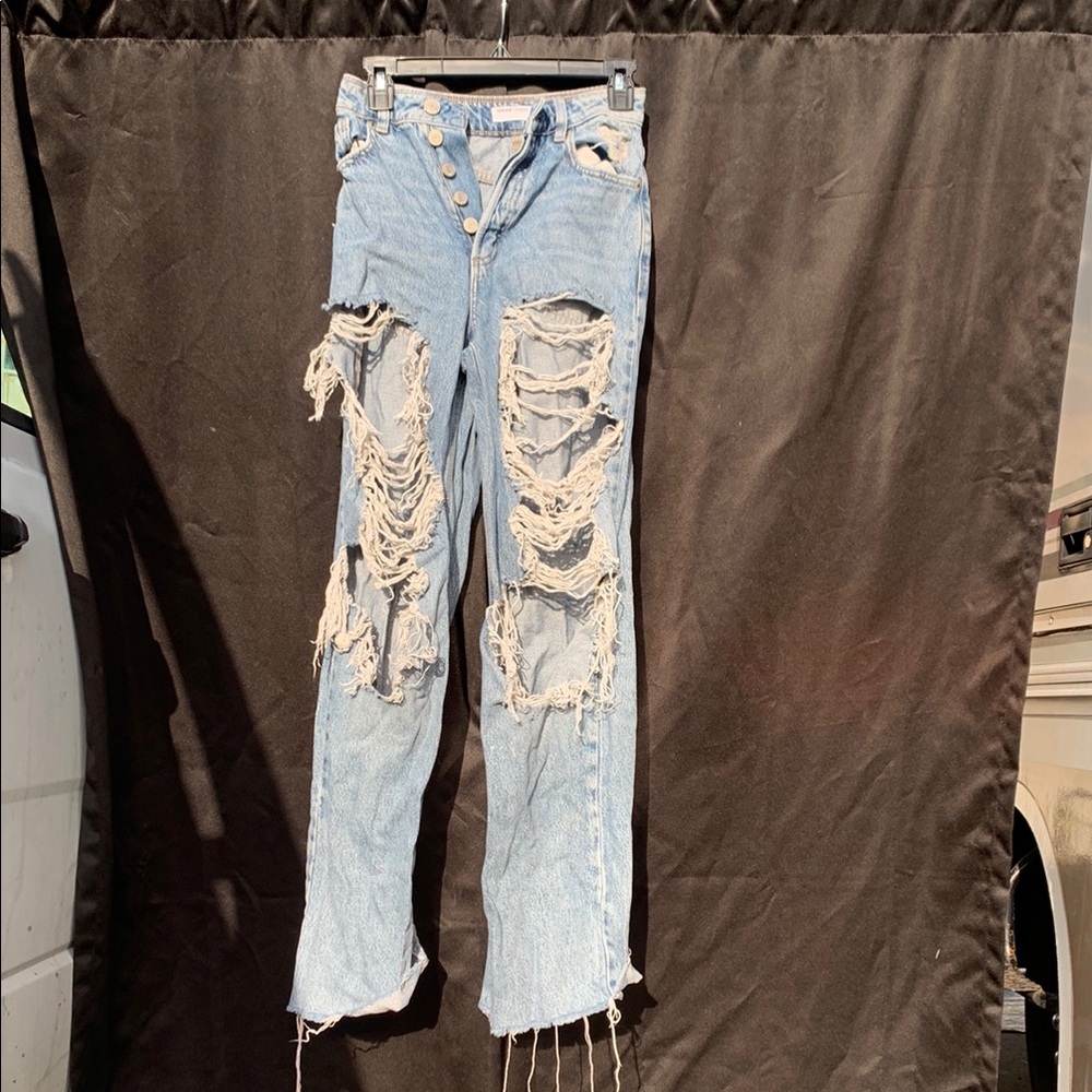 Distressed Blue Jeans